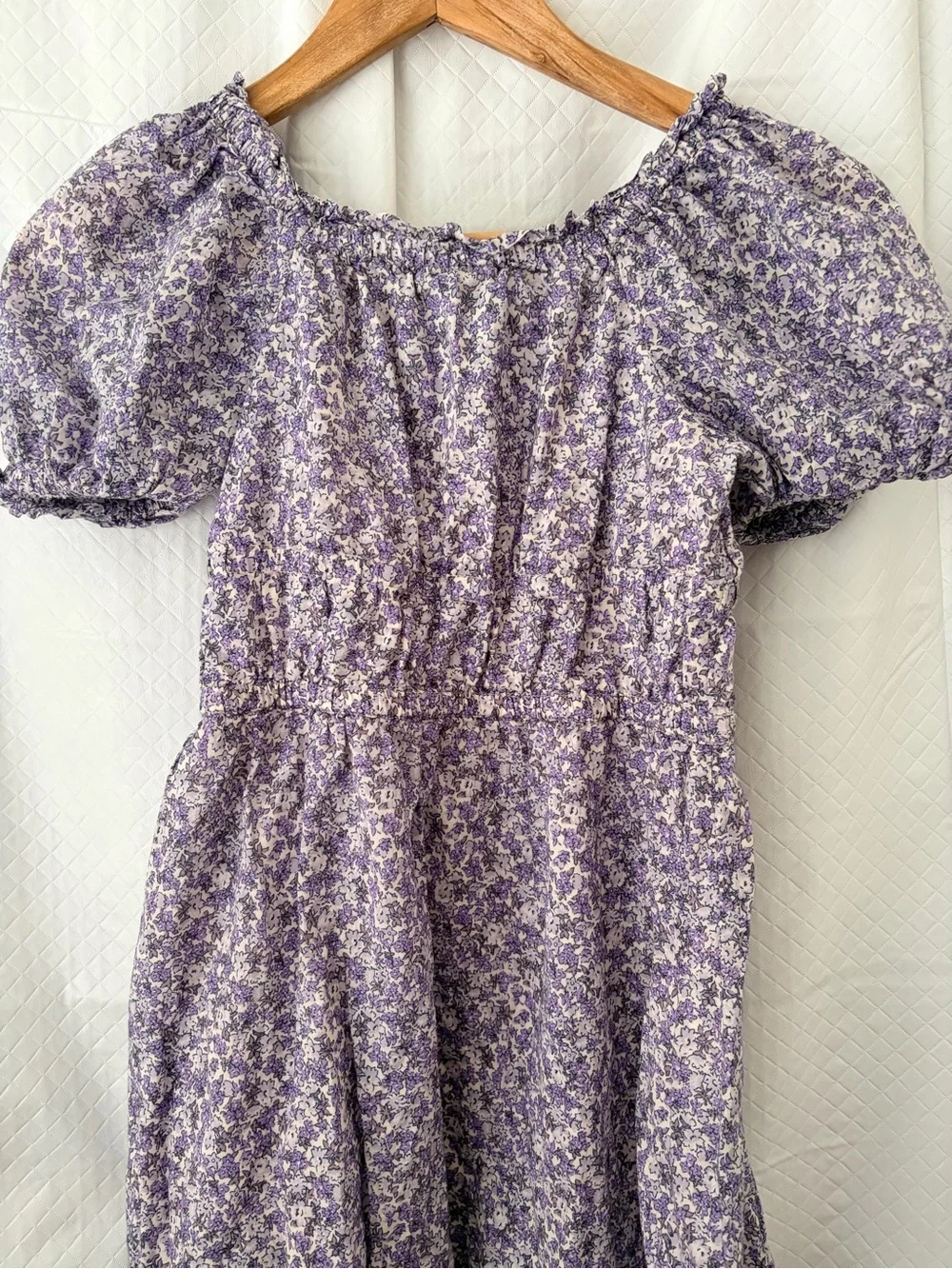 Crewcuts Lavender Floral Puff-Sleeve Midi Dress
